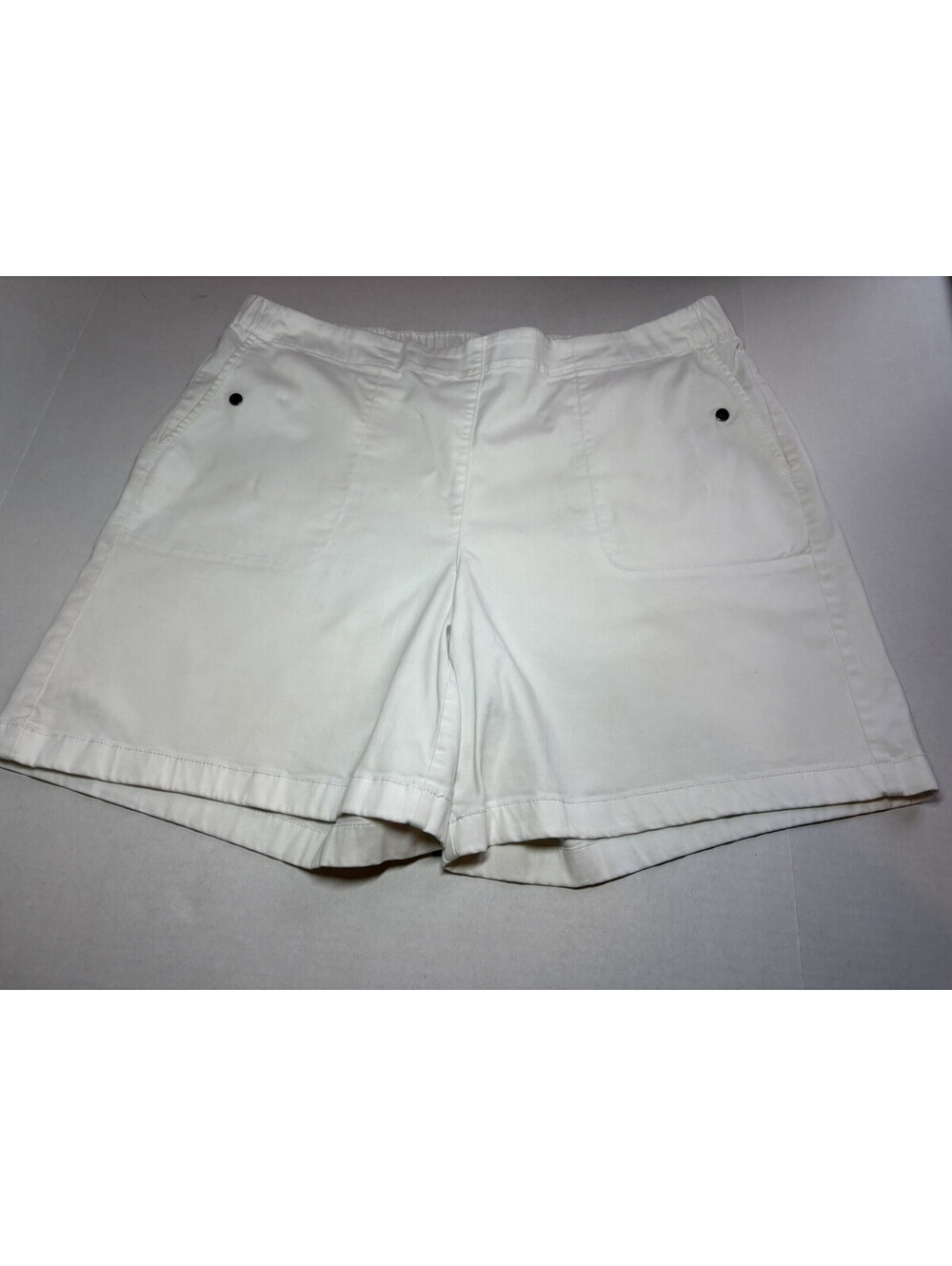 Pure J JIll Casual White Elastic Waist Shorts Pockets Size Large